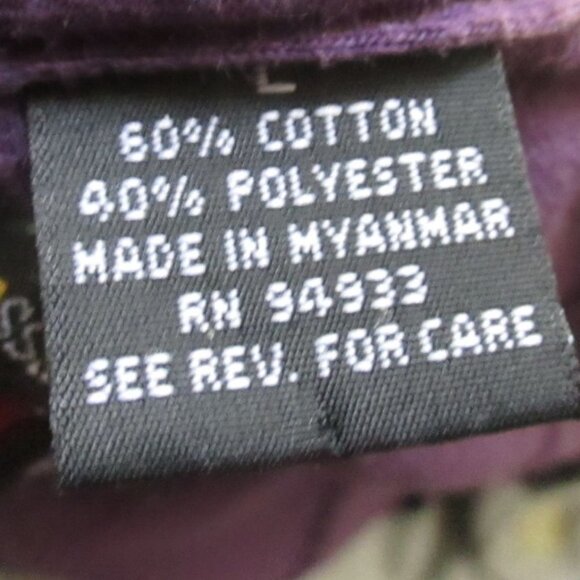 Vintage Henley Shirt Large Citi Express Mens Two-Tone Polo Shirt Purple & Gray - Picture 7 of 7